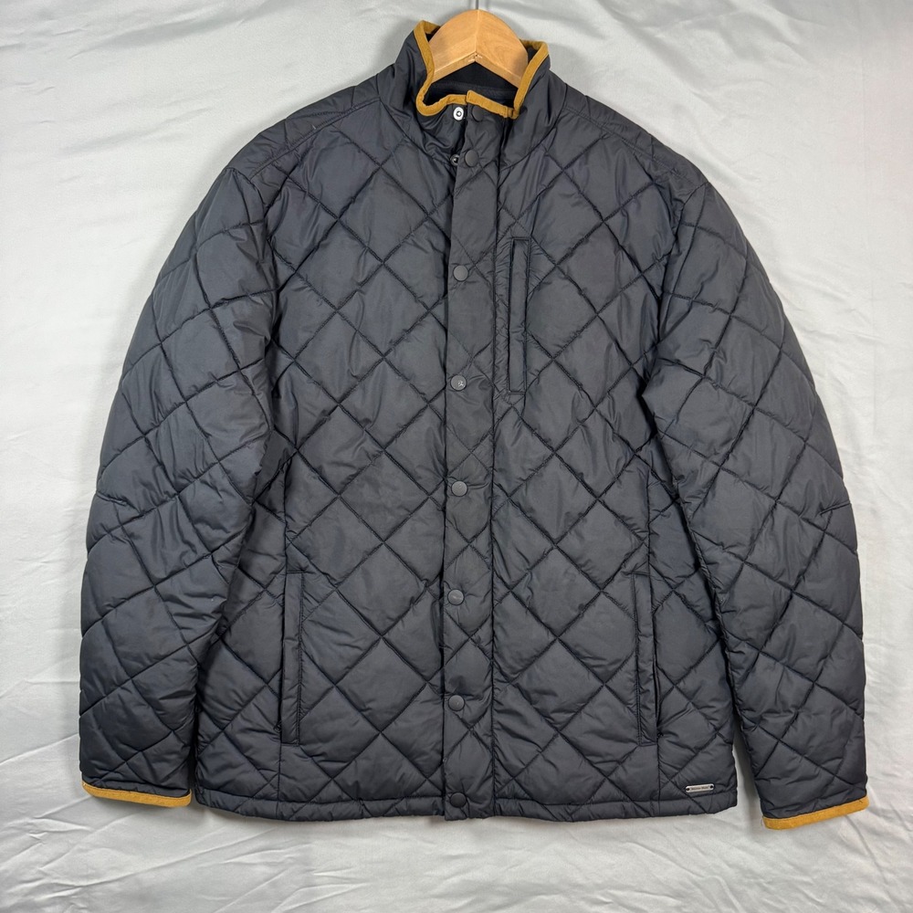 Mizzen+Main Belmont Diamond Quilted Jacket Mens M Navy Blue Fleece Trip Winter